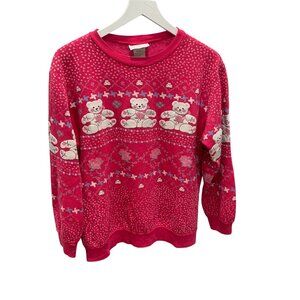 Vinatge Scarab San Francisco USA Pink Teddy Bears Sweet Valentine Sweater Med